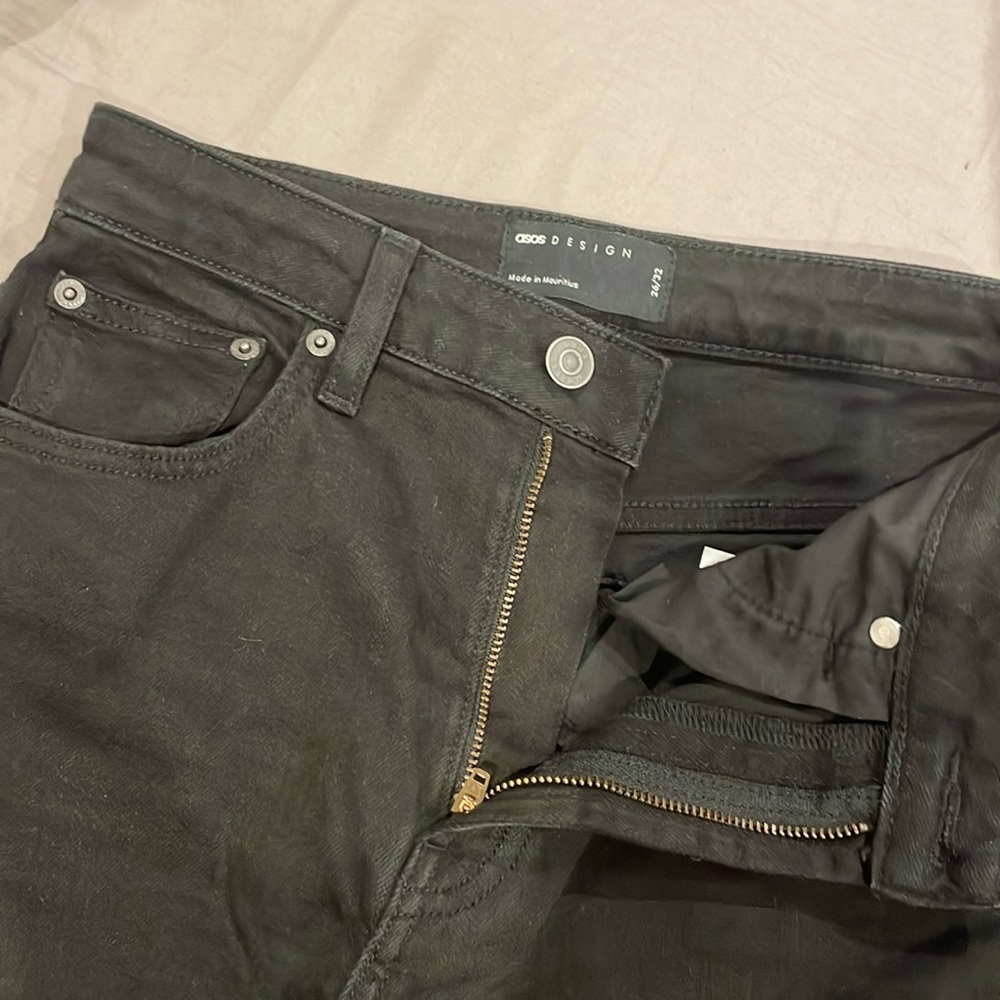 high rise loose jean in black by ASOS. XS/S